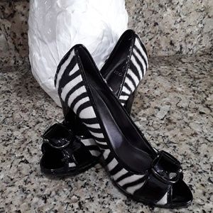 Isola leather upper zebra print high heels